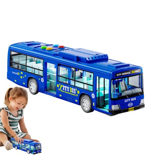 Nevalerra Stadtbusspielzeug - Stadtbussportspielzeug, Fahrzeug Mini -Busspielzeug | Auto Öffnen von Türen Scheinwerfer Rücklicht, Würfel zurückziehen Busse Fahrzeuge Stiecast Model und Musik für K von Nevalerra
