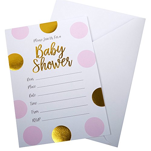 Neviti Muster funktioniert – Baby Dusche Einladungen mit Umschlägen, Pink, 10 Stück Neviti Muster funktioniert – Baby Dusche Einladungen mit Umschlägen, Pink, 10 Stück von Neviti