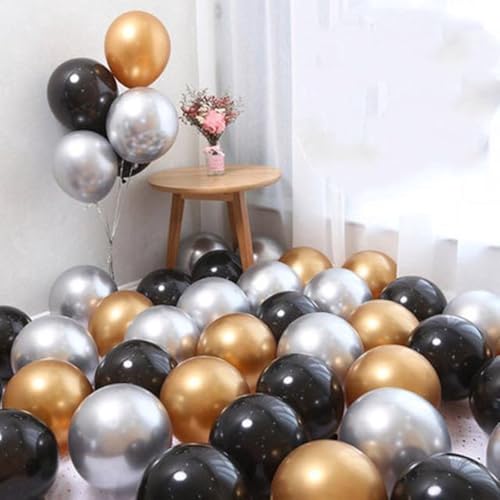 New Age Devi - Luxuriöse Chromballons - Gold, Schwarz, Silber - Heliumballons Set für eine Metallic-Party oder Geburtstagsfeier von New Age Devi