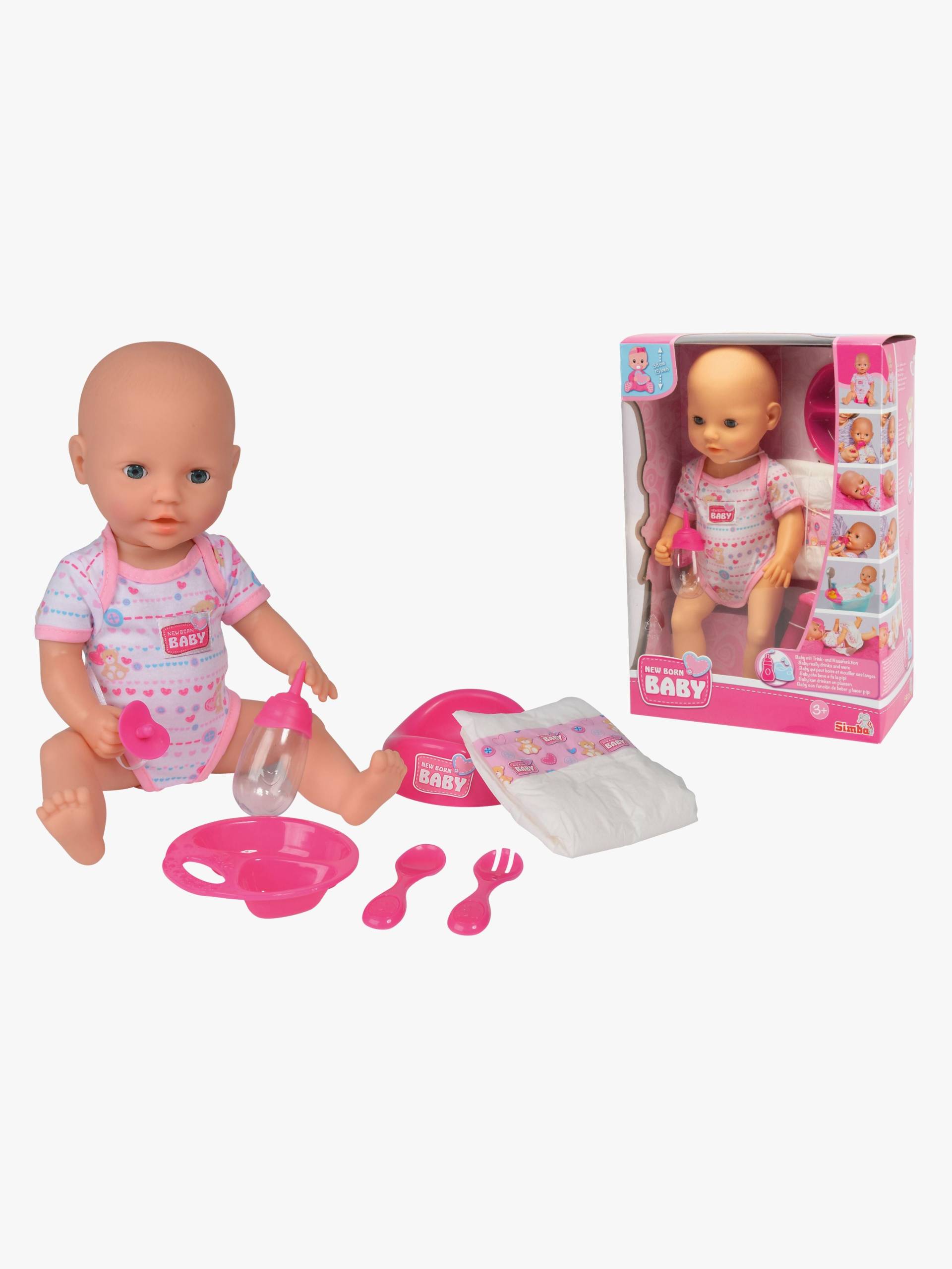 New Born Baby Puppe Trinken+Nässen 38 cm von New Born Baby