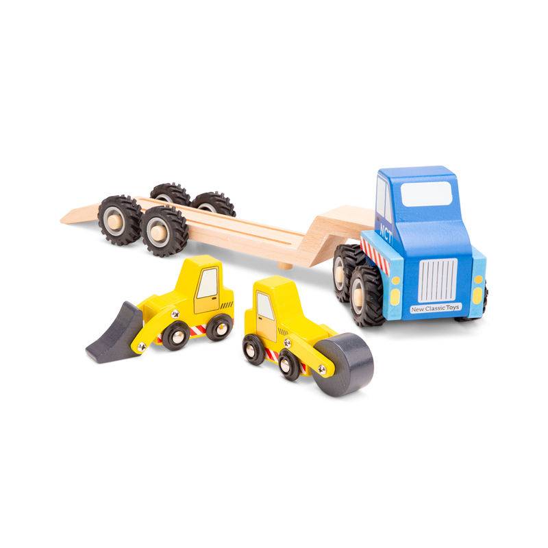 Holz-Fahrzeug TRANSPORTER mit Baustellenfahrzeugen von New Classic Toys