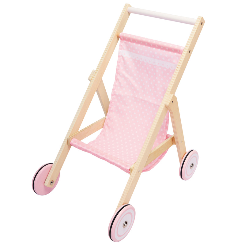 Holz-Puppenbuggy PLAYFUL in natur/rosa von New Classic Toys