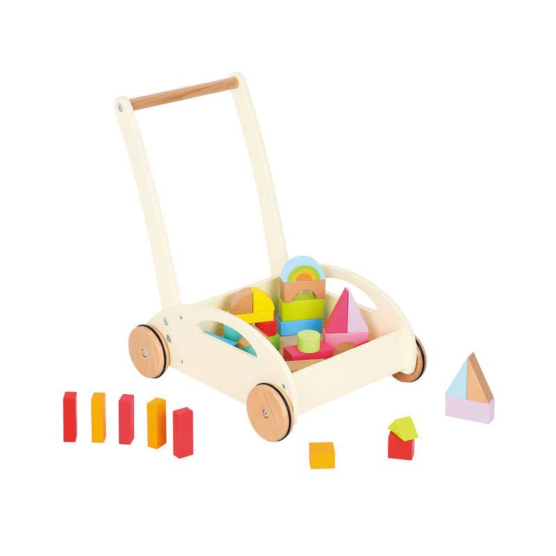 Lauflernwagen BABY WALKER mit Holzbausteinen von New Classic Toys
