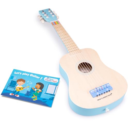 New Classic Toys - 10301 - Musikinstrument - Spielzeug Holzgitarre - Natur/Blau von New Classic Toys
