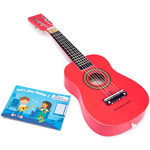 New Classic Toys - 10341 - Musikinstrument - Spielzeug Holzgitarre - Rot von New Classic Toys