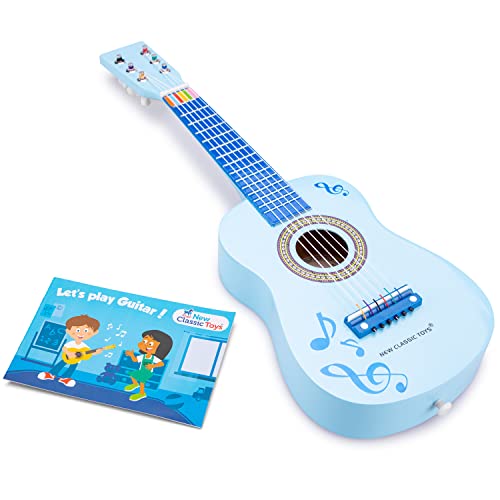 New Classic Toys - 10349 - Musikinstrument - Spielzeug Holzgitarre - Blau mit Noten von New Classic Toys