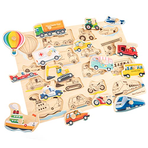 New Classic Toys 10442 Peg Puzzle-Transport-16 Pieces-FSC 100%-Certified Wood von New Classic Toys