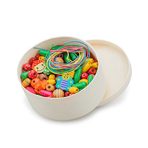 New Classic Toys 10570 Bead in verschiedenen Formen und Farben Holz Ref. 0570, Multi Color, 230 pieces von New Classic Toys