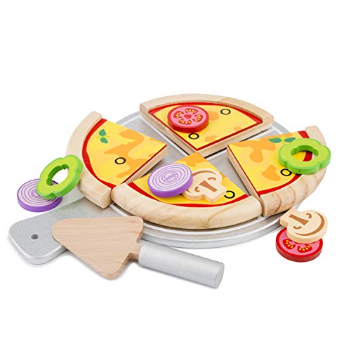 New Classic Toys 10597 The, 14 Parts, Consists of a Serving Pizza Set, Multicolore Color von New Classic Toys