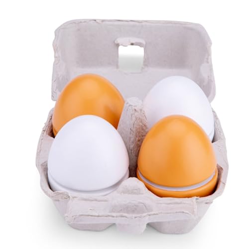 New Classic Toys 10600 Wooden Eggs-4 Pieces, m von New Classic Toys