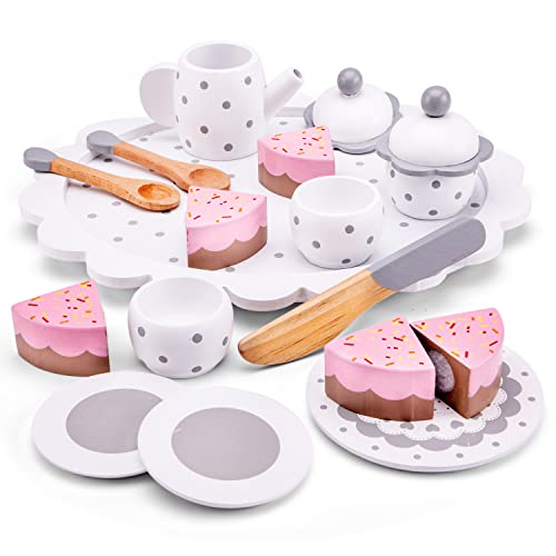 New Classic Toys 10621 Kaffee-/Teeservice mit Tortenschneider, Weiß von New Classic Toys