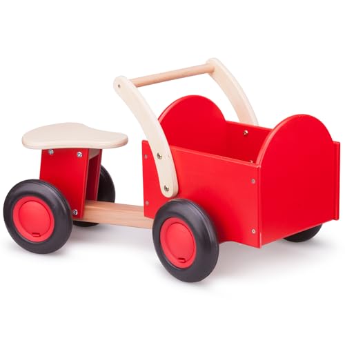 New Classic Toys - 11400 - Spielfahrzeuge - Kinder Holz-Rutscher Rutschauto mit Kasten in Rot von New Classic Toys