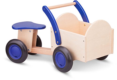 New Classic Toys - 11403 - Spielfahrzeuge - Kinder Holz-Rutscher Rutschauto mit Kasten in Natur Blau von New Classic Toys