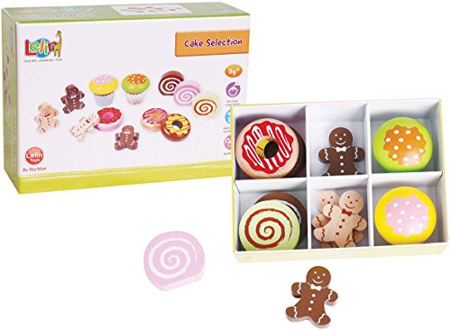 New Classic Toys 30623 LELIN Holz Kuchen Auswahl Preten Play für Kinder, Mehrfarbig von New Classic Toys