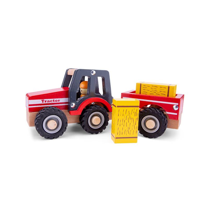 Spiel-Traktor FARM 4-teilig aus Holz von New Classic Toys