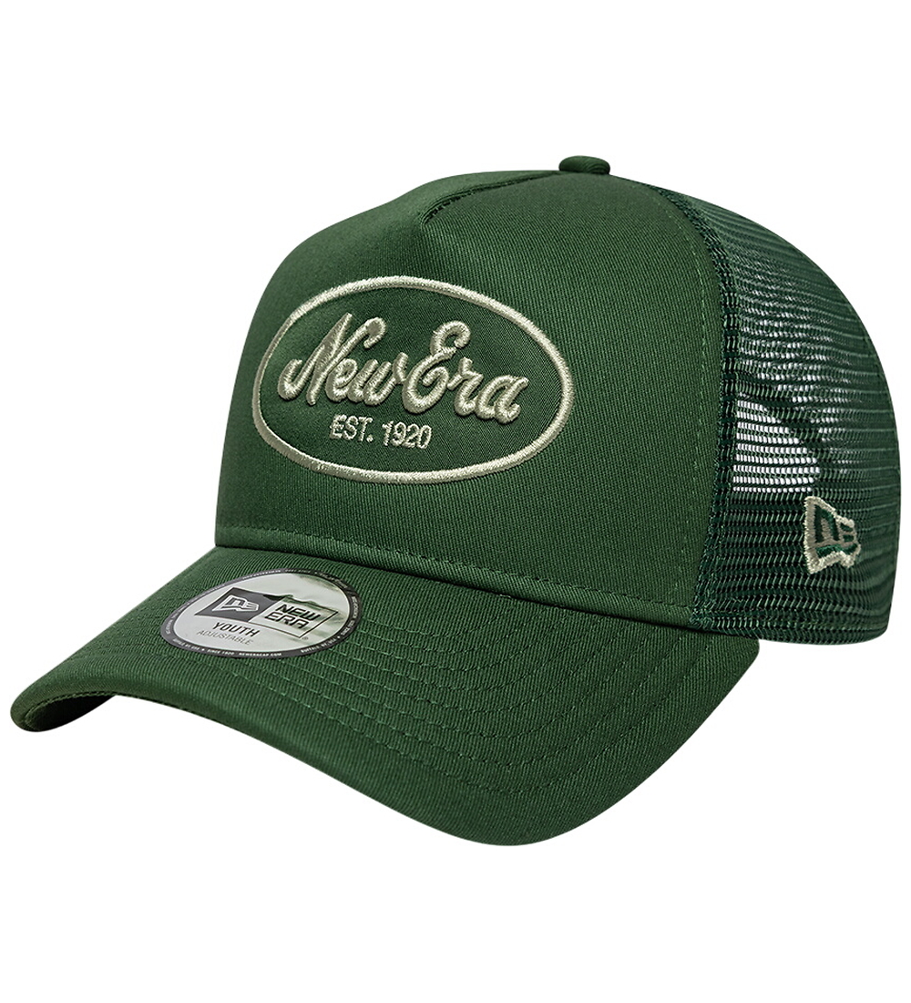 New Era Kappe - Trucker - Ovaler Aufnäher - Dark Green - New Era - 6-12 Jahre (116-152) - Kappen von New Era