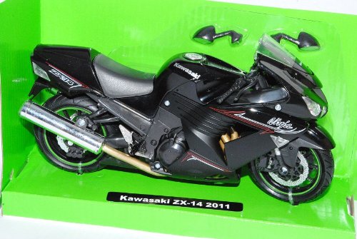 New Ray Kawasaki ZX-14 Ninja Schwarz AB 2011 1/12 Modell Motorrad mit individiuellem Wunschkennzeichen von New Ray