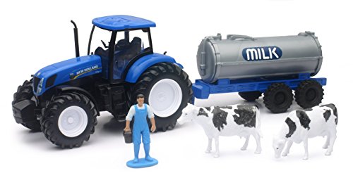New Ray – Traktor New Holland t7.270 + Citerne a Lait mit 1 Personalisierung und 2 Vaches, 05523 A, Grün von New Ray
