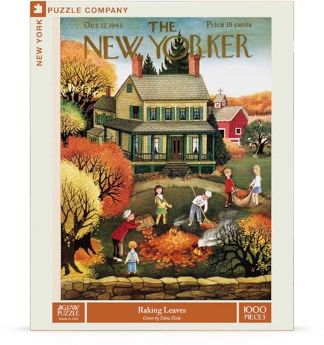 New York Puzzle Company Edna Eicke New Yorker Raking Leaves Puzzle 1000 Teile Puzzle für Familienspielabende von New York Puzzle Company