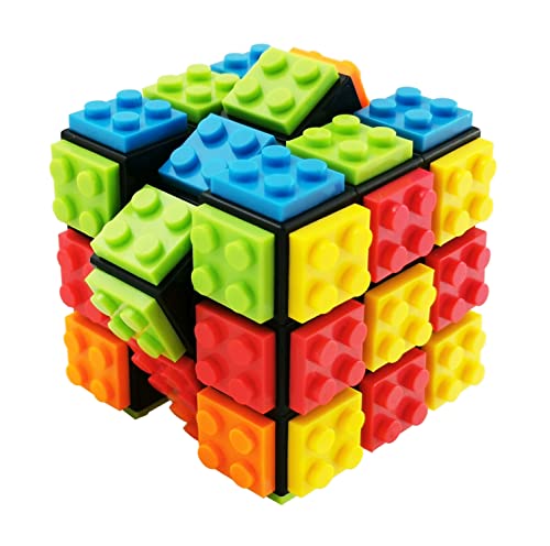 Zauberwürfel 3x3 Speed Magic Cube 3x3 | Puzzle Gehirn Teaser Magic Cube mit Base Cube Ziegel, 2-in-1 Classic Spielzeug für Kinder Erwachsene Jungen Mädchen Geschenk Kompatibel mit Lego von NewJoy