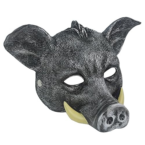 NewL Halloween 3D Tier Halbgesichtsmaske Maskerade Party Cosplay Kostüm für Damen und Herren (Black Boar) von NewL