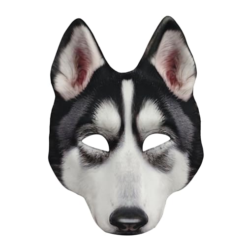NewL Halloween 3D Tier Halbgesichtsmaske Maskerade Party Cosplay Kostüm für Damen und Herren (Husky Dog) von NewL