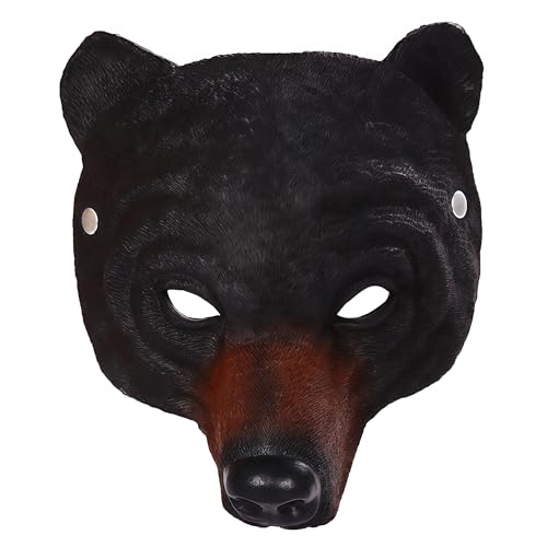 NewL Halloween 3D Tier Halbgesichtsmaske Maskerade Party Cosplay Kostüm für Damen und Herren (Schwarzer Bär) von NewL