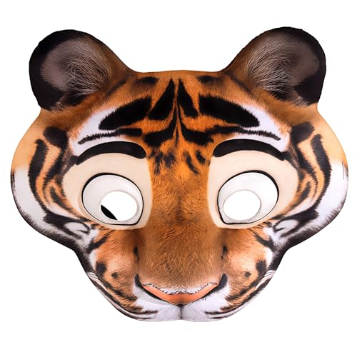 NewL Halloween 3D Tier Halbgesichtsmaske Maskerade Party Cosplay Kostüm für Damen und Herren (Tiger-2) von NewL