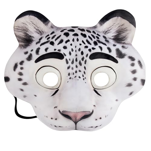 NewL Halloween 3D Tier Halbgesichtsmaske Maskerade Party Cosplay Kostüm für Damen und Herren (weißer Leopard) von NewL