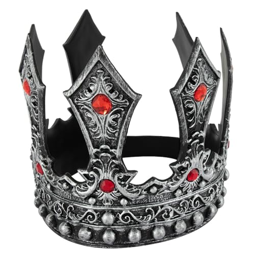 NewL Halloween-Krone, 3D-Pu-Schaum, mittelalterliche Königskrone, Retro-König, Tiara, Kopfbedeckung, Bühnenauftritt, Cosplay-Kostüm (Silber -2) von NewL