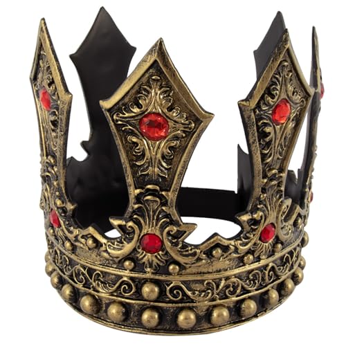 NewL Halloween-Krone, 3D-Pu-Schaumstoff, mittelalterliche Königskrone, Retro-König, Tiara, Kopfbedeckung, Bühnenauftritt, Cosplay-Kostüm (Antikgold) von NewL