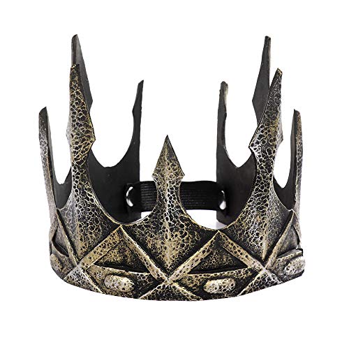NewL Halloween-Krone, 3D-Pu-Schaumstoff, mittelalterliche Königskrone, Retro-König, Tiara, Kopfbedeckung, Bühnenauftritt, Cosplay-Kostüm (Dunkelgold) von NewL