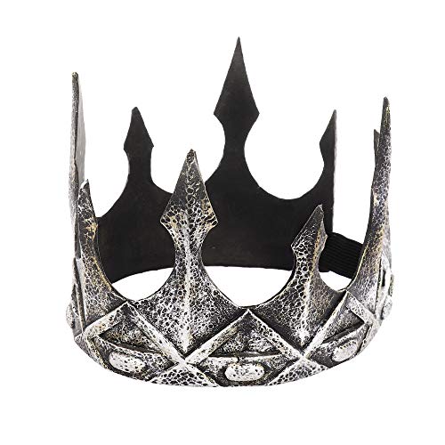 NewL Halloween-Krone, 3D-Pu-Schaumstoff, mittelalterliche Königskrone, Retro-König, Tiara, Kopfbedeckung, Bühnenauftritt, Cosplay-Kostüm (Dunkelsilber) von NewL