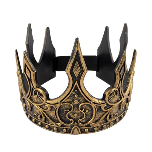 NewL Halloween-Krone, 3D-Pu-Schaumstoff, mittelalterliche Königskrone, Retro-König, Tiara, Kopfbedeckung, Bühnenauftritt, Cosplay-Kostüm (Gold) von NewL
