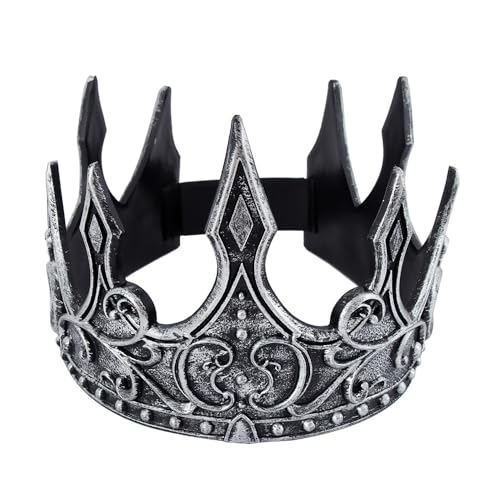 NewL Halloween-Krone, 3D-Pu-Schaumstoff, mittelalterliche Königskrone, Retro-König, Tiara, Kopfbedeckung, Bühnenauftritt, Cosplay-Kostüm (Silber) von NewL