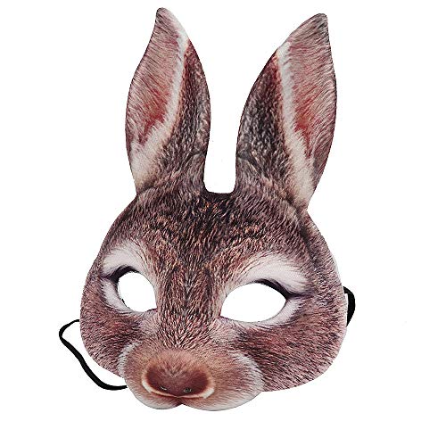 NewL Süße halbe Gesicht Kaninchen Maske Rollenspiel Kostüm Requisite Tier Karneval Party Maske mit Gummiband für 2022 Halloween (Braun) von NewL