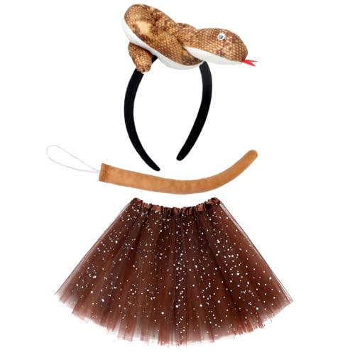 Newcotte 3-teiliges Halloween-Kostüm, Tier-Tutu-Ohren, Stirnband, Schwanz, Kostüm-Set für Jugendliche, Erwachsene, Halloween, Cosplay, Mehrfarbig, 18-28 Years von Newcotte