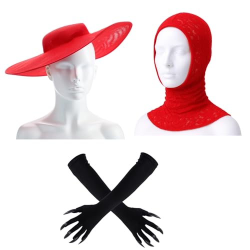 Newcotte 3-teiliges Halloween-Sänger-Kostüm-Zubehör, inklusive extra großer roter Bowler-Hut, Gesichtsabdeckung mit Pfoten-Handschuhen für Erwachsene, Cosplay, Party, Musik, Festival, Konzert-Outfits Newcotte 3-teiliges Halloween-Sänger-Kostüm-Zubehör, inklusive extra großer roter Bowler-Hut, Gesichtsabdeckung mit Pfoten-Handschuhen für Erwachsene, Cosplay, Party, Musik, Festival, Konzert-Outfits von Newcotte