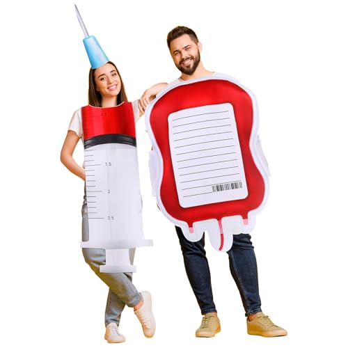 Newcotte Halloween-Kostüm für Paare, Spritze und Blutbeutel, für Erwachsene, Nadelinjektion, medizinisches Zubehör, für Cosplay-Partys, 2 Stück von Newcotte