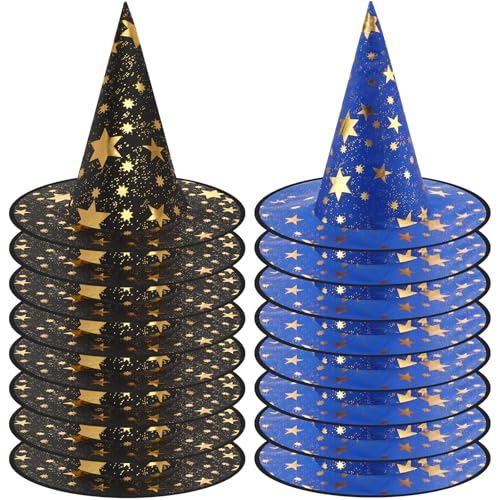 Newcotte Hexenhüte, Halloween-Kostüme für Damen und Herren, moderne Hexenhüte, Kostümparty, Dekoration, Schwarz, Blau, 16 Stück Newcotte Hexenhüte, Halloween-Kostüme für Damen und Herren, moderne Hexenhüte, Kostümparty, Dekoration, Schwarz, Blau, 16 Stück von Newcotte