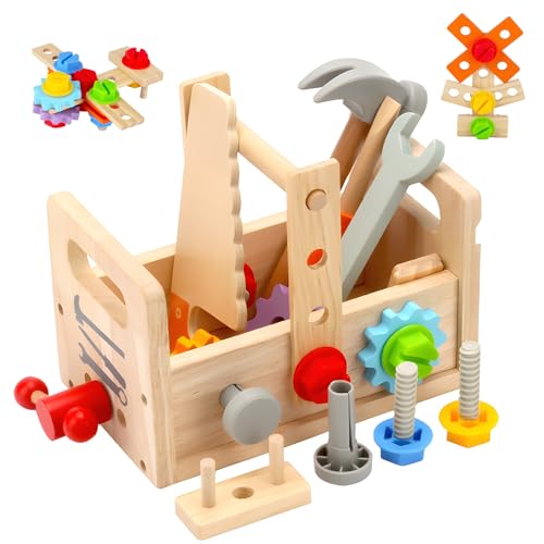 Newpop Werkzeugkoffer Kinder, Kinderwerkzeug, Holzspielzeug Lernspiele, Werkzeugkasten Kinder, Werkzeuge ab 3 Jahre, Spielzeug Werkzeug, Werkzeugspielzeug, Spielwerkzeug Bausatzs, Junge, Mädchen Newpop Werkzeugkoffer Kinder, Kinderwerkzeug, Holzspielzeug Lernspiele, Werkzeugkasten Kinder, Werkzeuge ab 3 Jahre, Spielzeug Werkzeug, Werkzeugspielzeug, Spielwerkzeug Bausatzs, Junge, Mädchen von Newpop