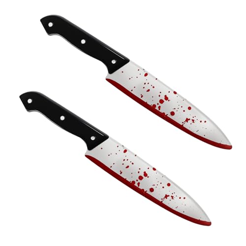 Newthinking Halloween-Blutmesser, 30 cm, gefälschte Requisite, Schreimesser für Halloween, Serienmörder, Kostümzubehör, 2 Stück von Newthinking