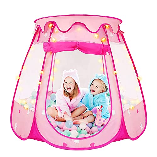 Newthinking Pop Up Spielzelte für Mädchen, Faltbares Kinderspielzelt mit Sternenlichtern, Rosa Prinzessin Spielhaus Indoor und Outdoor Bällebad Traumburg Zelt für 5 6 7 8 Mädchen Newthinking Pop Up Spielzelte für Mädchen, Faltbares Kinderspielzelt mit Sternenlichtern, Rosa Prinzessin Spielhaus Indoor und Outdoor Bällebad Traumburg Zelt für 5 6 7 8 Mädchen von Newthinking