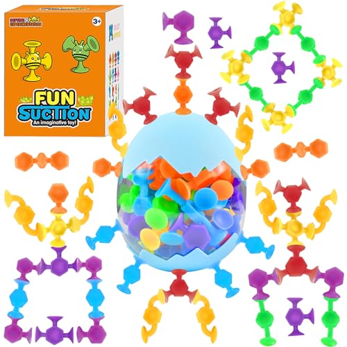 48 Stück Saugnapf Spielzeug Kinder, Badewannen Spielzeug,Niedlicher Bär Montessori Spielzeug ab 3 Jahre Reise Spielzeug Autismus Sensorik Spielzeug Silikon Bausteine Spielzeug für 3 4 5 6 7 8 Jahre von Newtic