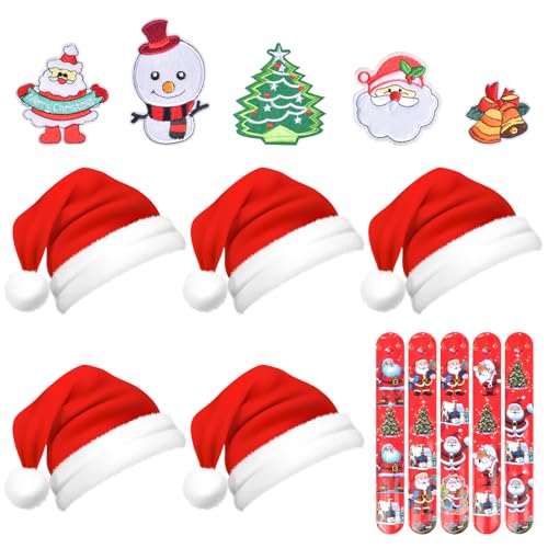 Newtic 15 Stück Weihnachtsmütze set,5 Stück Weihnachtsmütze + 5 Stück Weihnachtsring armbänder + 5 Stück Weihnachtsbrosche,Nikolausmütze Rot,Weihnachts mütze, Nikolausmütze für Erwachsene und Kinder Newtic 15 Stück Weihnachtsmütze set,5 Stück Weihnachtsmütze + 5 Stück Weihnachtsring armbänder + 5 Stück Weihnachtsbrosche,Nikolausmütze Rot,Weihnachts mütze, Nikolausmütze für Erwachsene und Kinder von Newtic