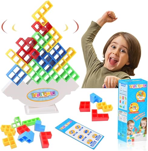Newtic Tetris Balance Spielzeug Tower Game, Tetra Tower, Tetris Balance Spielzeug ab Jahre 3+, Tetra Tower Balance Spielzeug für Kinder, Lustige Kreative Stapeln Spielzeug Geschenke für Jungen Mädchen von Newtic