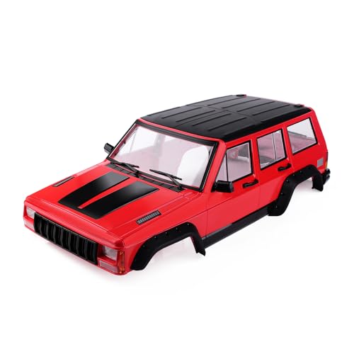 NexaPart RC-Zubehör 12,3 Zoll 313 mm Radstand, lackierte Cherokee-Karosserie for 1/10 RC Crawler Axial SCX10 & SCX10 II 90046 90047(Rood) von NexaPart
