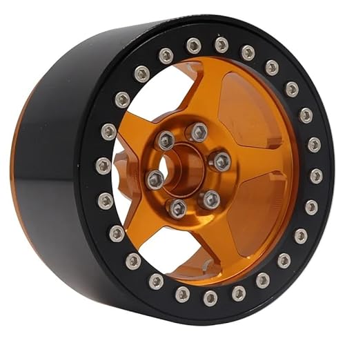 NexaPart RC-Zubehör 2,2 "Metall Beadlock Hub Felgen w/Reifen Haut for 1/10 TRX4 4WD D90 Axial SCX10 90046 D110 RC Crawler Teile(1 Black Gold) von NexaPart
