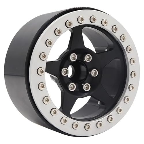 NexaPart RC-Zubehör 2,2 "Metall Beadlock Hub Felgen w/Reifen Haut for 1/10 TRX4 4WD D90 Axial SCX10 90046 D110 RC Crawler Teile(1 Silver Black) von NexaPart