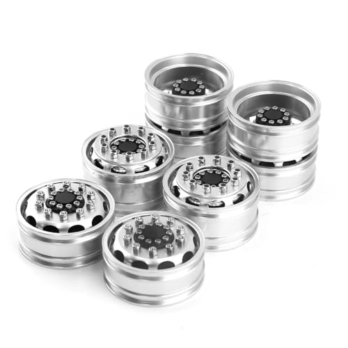 NexaPart RC-Zubehör 2 Stück Metallfelgen, komplette CNC-Vorder- und Hinterradnaben for 1/14 Tamiya RC-Autoanhänger, Traktor-LKW-Auto-Upgrade-Teile von NexaPart